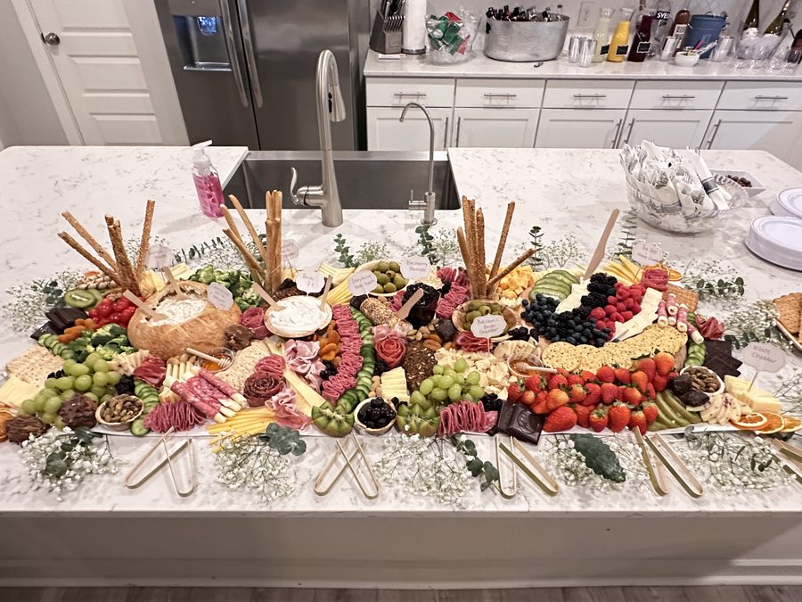 Kitchen island grazing table
