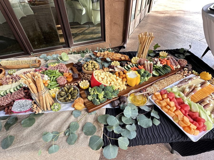 Outdoor patio grazing table